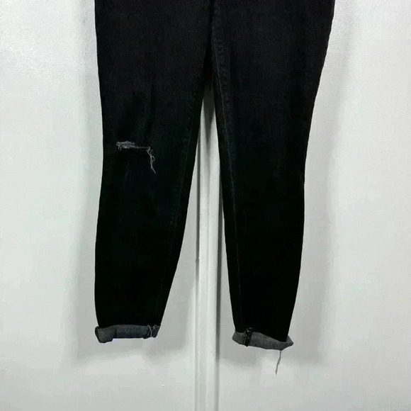 Spanx Pull On Medium‎ Black Cropped Distressed Jeans Medium Stretch Compression - Picture 10 of 11
